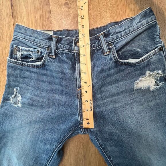 Abercrombie & Fitch‎ Jeans Mens 32x32 Slim Straight Button Fly Distressed Ankle - Picture 4 of 14